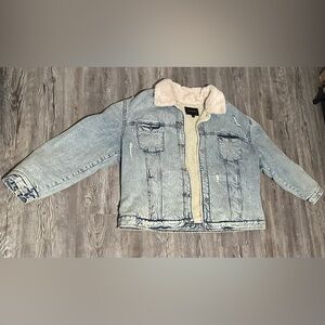 Light Blue Denim Jacket with Cream Sherpa Lining